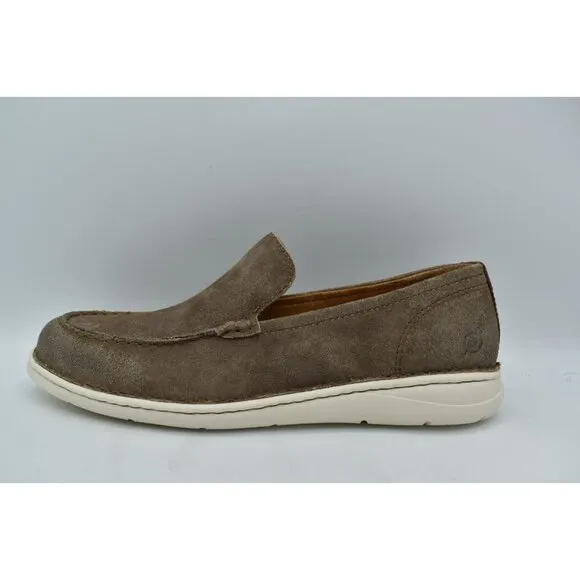Born Mens Size 9 Thaton Taupe Brown Combo Nubuck Slip On Loafers Shoes