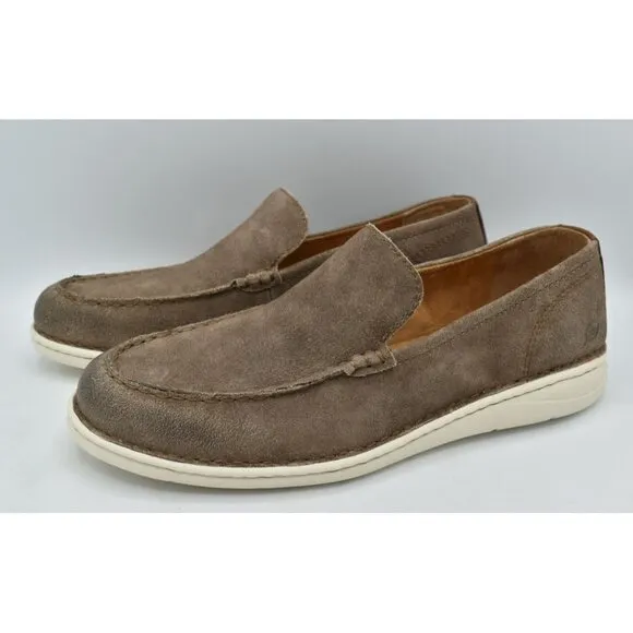 Born Mens Size 9 Thaton Taupe Brown Combo Nubuck Slip On Loafers Shoes