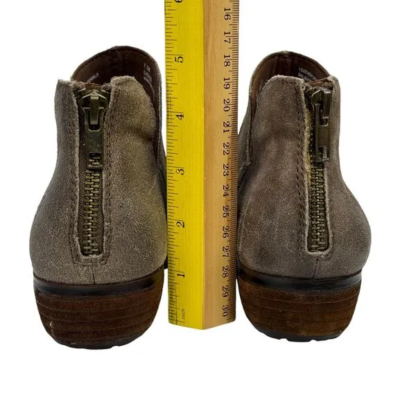 Born Women's Kerri Boots SZ 7.5 Distressed Suede Cutout Low Western Shoe Brown