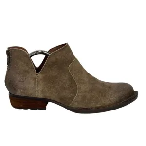 Born Women's Kerri Boots SZ 7.5 Distressed Suede Cutout Low Western Shoe Brown