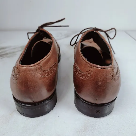 BOSS Hugo Boss Clasto Cognac Leather Wingtip Oxford Dress Shoes, Sz 8.5