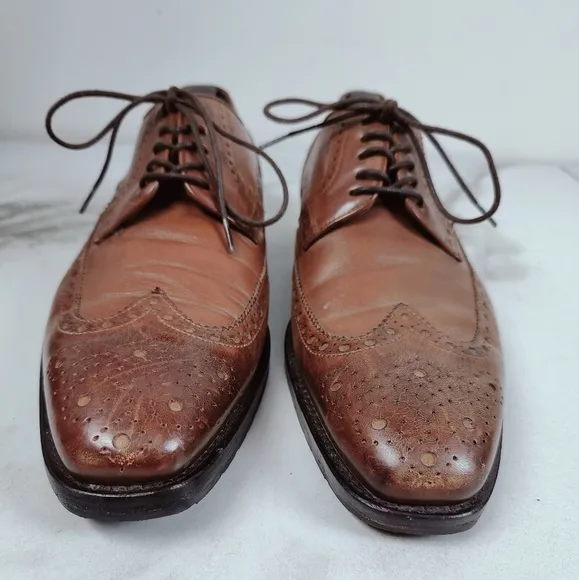 BOSS Hugo Boss Clasto Cognac Leather Wingtip Oxford Dress Shoes, Sz 8.5