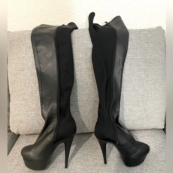 Boss Style 🕶️💰🖤Thigh high heel boots elastic stretch with faux leather