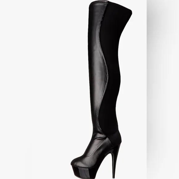 Boss Style 🕶️💰🖤Thigh high heel boots elastic stretch with faux leather
