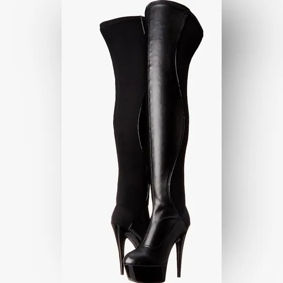 Boss Style 🕶️💰🖤Thigh high heel boots elastic stretch with faux leather