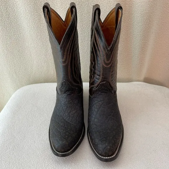 Bota Vaquera Cafe, &quot;El General&quot; Leather Cowboy Boots, T-26, #3502-C