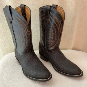 Bota Vaquera Cafe, &quot;El General&quot; Leather Cowboy Boots, T-26, #3502-C
