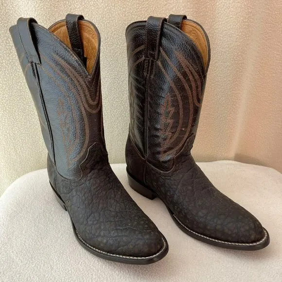 Bota Vaquera Cafe, &quot;El General&quot; Leather Cowboy Boots, T-26, #3502-C