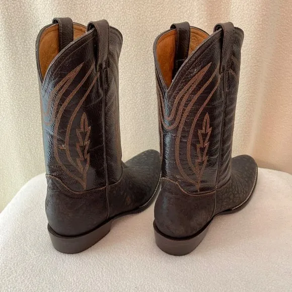 Bota Vaquera Cafe, &quot;El General&quot; Leather Cowboy Boots, T-26, #3502-C
