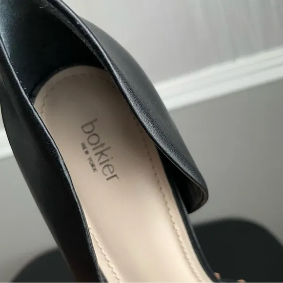 BOTKIER Sena Black Leather Shoes Womens size 10 Snakeskin Block Heel Pump
