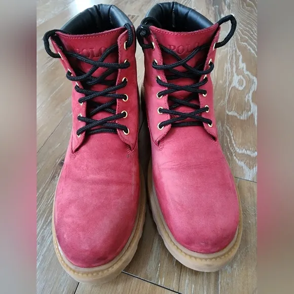 Boys size 6.5 Ralph Lauren Polo boots. Red. Excellent condition condition!