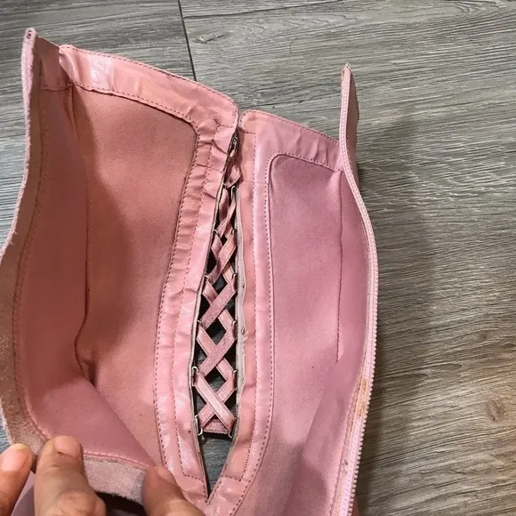 BP NEW Mauve Leather Square Toe Lace Up Heel Boots