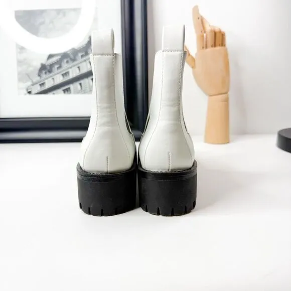 BP. Women's White Chelsea Platform Lug Sole Boots Chunky | Size 6