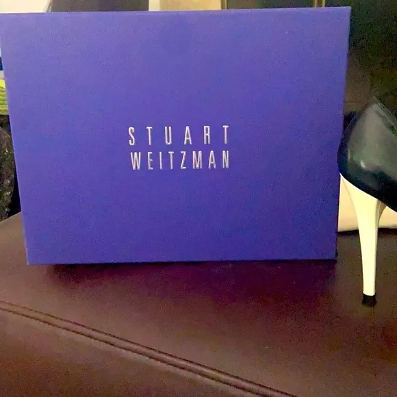 BRAND NEW Stuart Weitzman Black Kid Vamp platform peep toe two toned pumps
