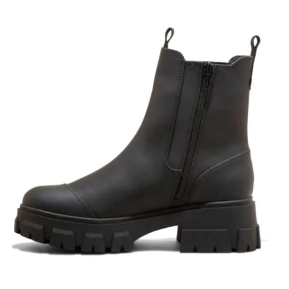 BRAND new ankle water repellent black boots with 2in block heel