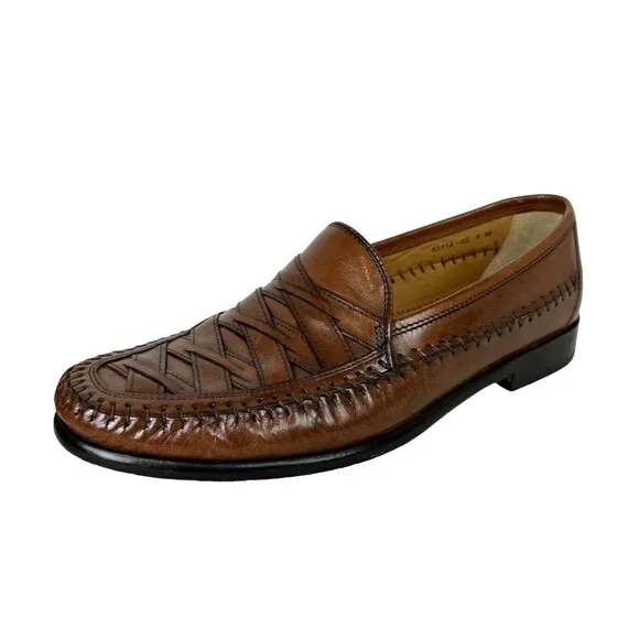 Brass Boot Loafer  Men's Size 8  Brown Leather Dress Shoes Walking Slip-ons