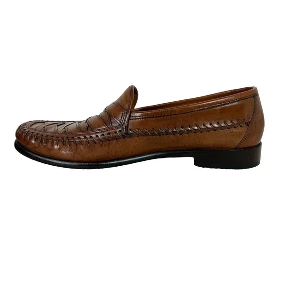 Brass Boot Loafer  Men's Size 8  Brown Leather Dress Shoes Walking Slip-ons