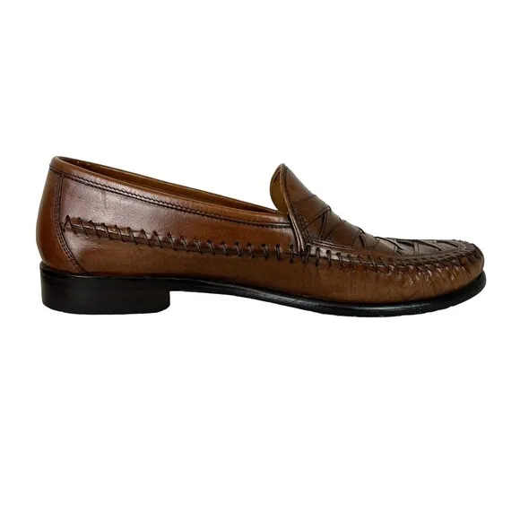 Brass Boot Loafer  Men's Size 8  Brown Leather Dress Shoes Walking Slip-ons