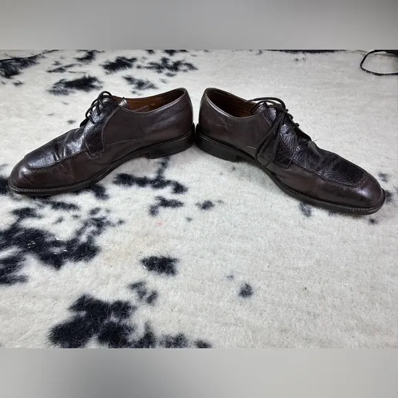 Brassboot Men's Brown Leather Croc Embossed Dress Shoes Size 12