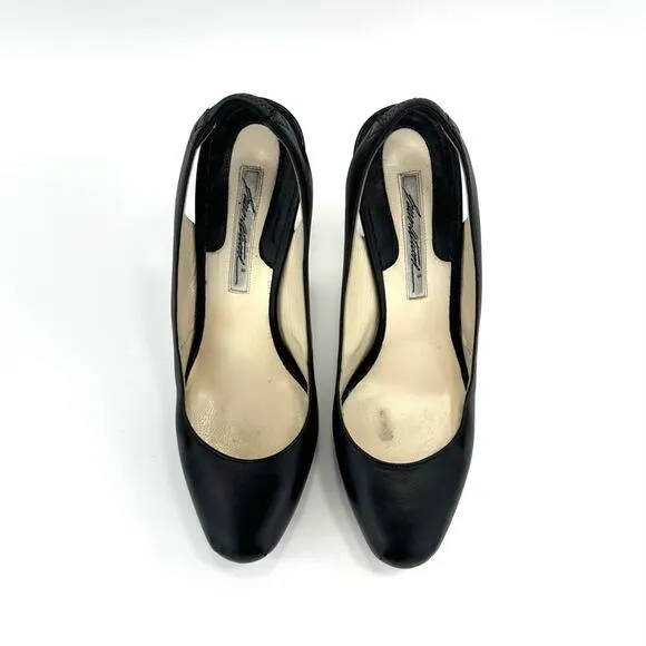 BRIAN ATWOOD &quot;DEBRA&quot; BLACK LEATHER SLINGBACK CLOSED-TOE STILETTO HEEL PLATFORMS