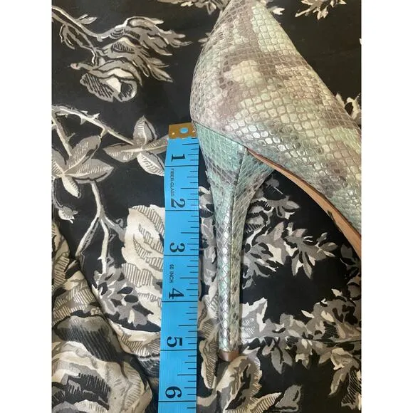 BRIAN ATWOOD Gorgeous Snake Peep Toe Pumps with Hidden Platform 7.5