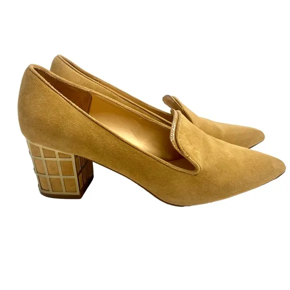 Brian Atwood Kendal Suede Block Heel Sz 7.5 Camel