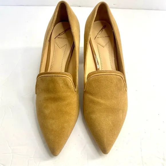 Brian Atwood Kendal Suede Block Heel Sz 7.5 Camel