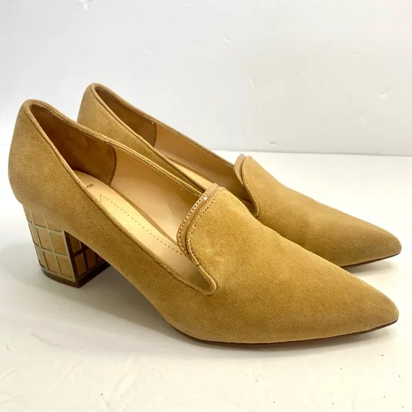 Brian Atwood Kendal Suede Block Heel Sz 7.5 Camel