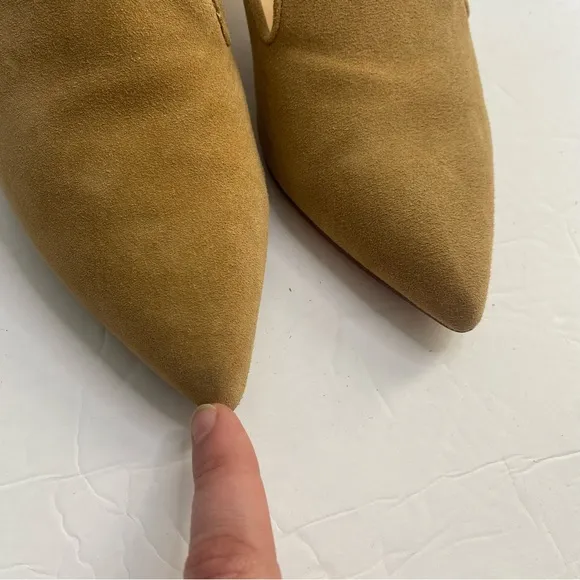 Brian Atwood Kendal Suede Block Heel Sz 7.5 Camel