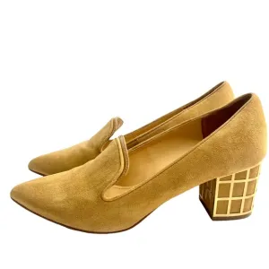 Brian Atwood Kendal Suede Block Heel Sz 7.5 Camel