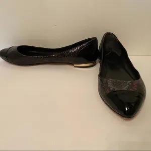 BRIAN ATWOOD SHOES FLATS BLACK REPTILE PATENT LEATHER Size 9.5