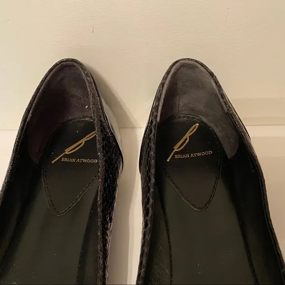 BRIAN ATWOOD SHOES FLATS BLACK REPTILE PATENT LEATHER Size 9.5