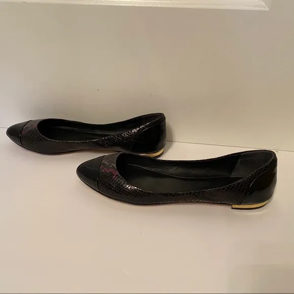 BRIAN ATWOOD SHOES FLATS BLACK REPTILE PATENT LEATHER Size 9.5