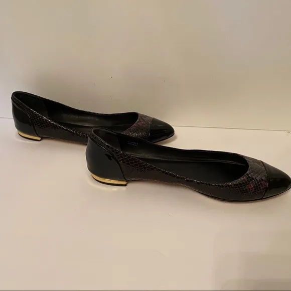 BRIAN ATWOOD SHOES FLATS BLACK REPTILE PATENT LEATHER Size 9.5