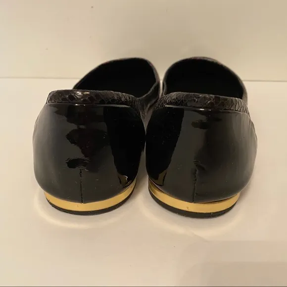 BRIAN ATWOOD SHOES FLATS BLACK REPTILE PATENT LEATHER Size 9.5