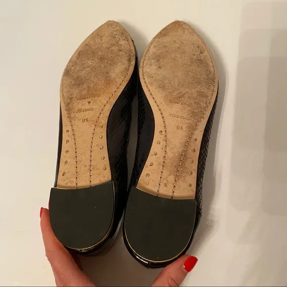 BRIAN ATWOOD SHOES FLATS BLACK REPTILE PATENT LEATHER Size 9.5