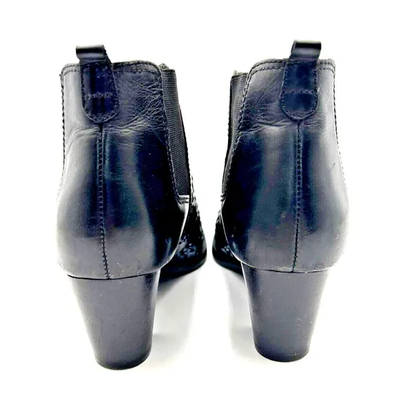 Brighton Boots Woven Leather Women Size 7.5 Medium Black Corporate Scandy Goth