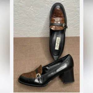 Brighton Women's Black and Brown Leather Loafers size 10
