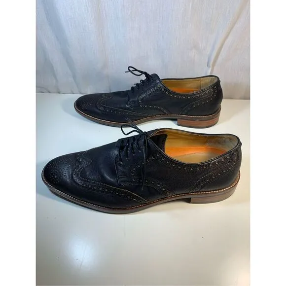 Brogue Wingtip Dress Shoes Cole Haan 9 1/2 M -Pebbled Leather -Men's EUC
