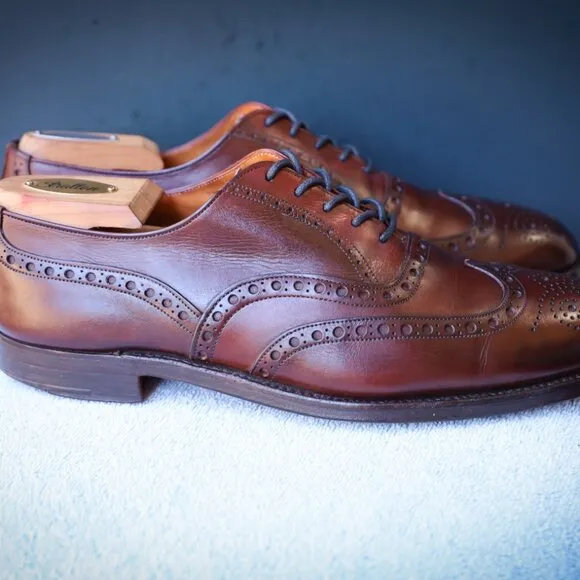 Brooks Brothers C&amp;J 7.5-D Chili Red Wingtip Oxford Mens Dress Shoes