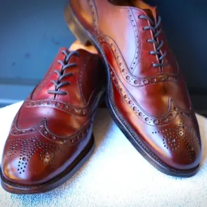 Brooks Brothers C&amp;J 7.5-D Chili Red Wingtip Oxford Mens Dress Shoes