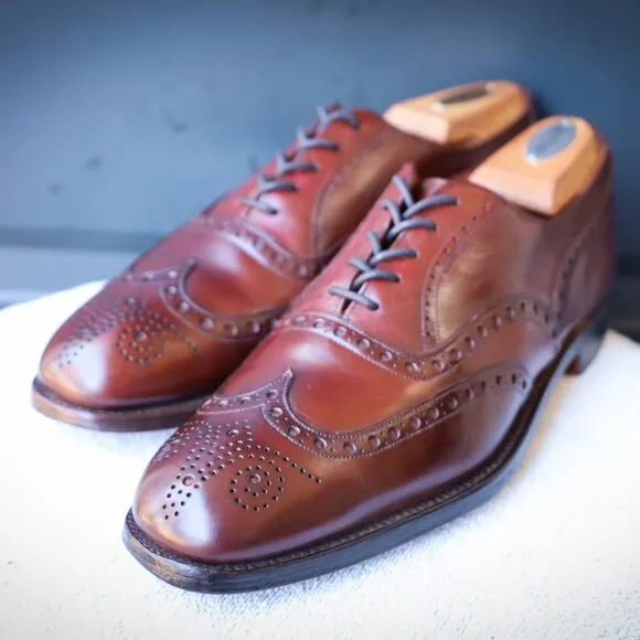 Brooks Brothers C&amp;J 7.5-D Chili Red Wingtip Oxford Mens Dress Shoes