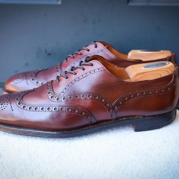 Brooks Brothers C&amp;J 7.5-D Chili Red Wingtip Oxford Mens Dress Shoes