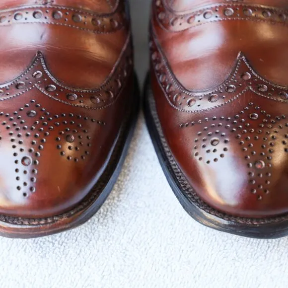 Brooks Brothers C&amp;J 7.5-D Chili Red Wingtip Oxford Mens Dress Shoes