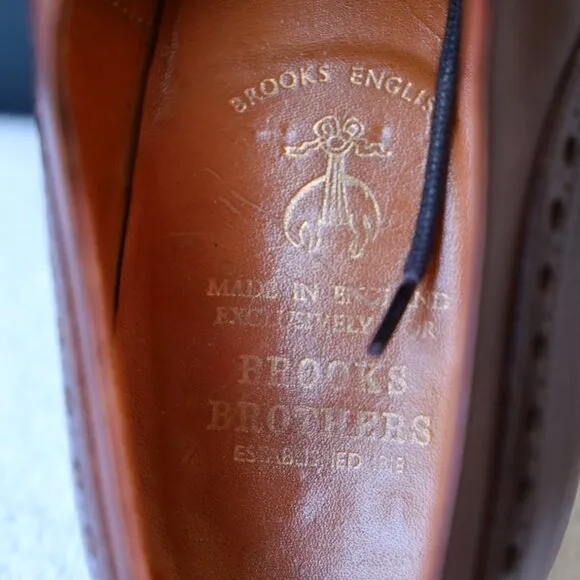 Brooks Brothers C&amp;J 7.5-D Chili Red Wingtip Oxford Mens Dress Shoes