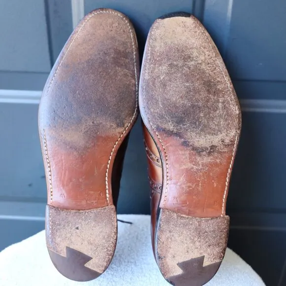 Brooks Brothers C&amp;J 7.5-D Chili Red Wingtip Oxford Mens Dress Shoes
