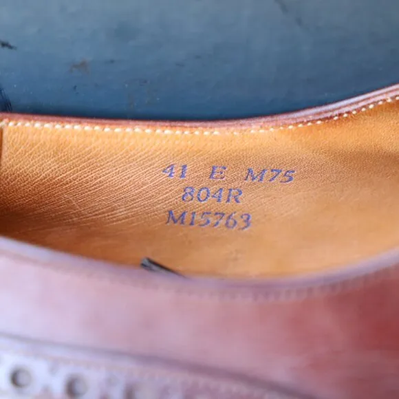 Brooks Brothers C&amp;J 7.5-D Chili Red Wingtip Oxford Mens Dress Shoes