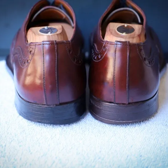 Brooks Brothers C&amp;J 7.5-D Chili Red Wingtip Oxford Mens Dress Shoes