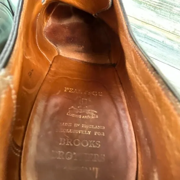 Brooks Brothers Peal &amp; Co C&amp;J Oxford Shoes Mens 12D Dress Cap Toe Black Leather