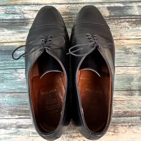 Brooks Brothers Peal &amp; Co C&amp;J Oxford Shoes Mens 12D Dress Cap Toe Black Leather
